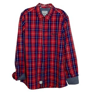 Lee Cooper Men Red Plaid Long Sleeve Shirt US L